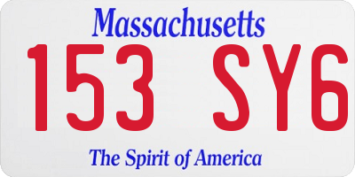 MA license plate 153SY6
