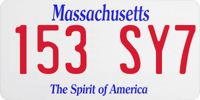 MA license plate 153SY7