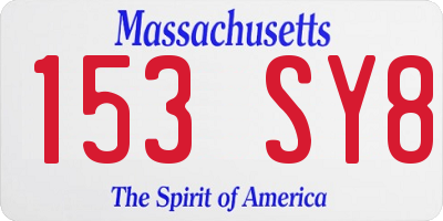 MA license plate 153SY8