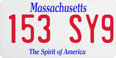 MA license plate 153SY9