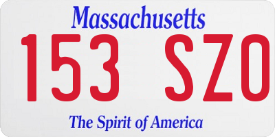 MA license plate 153SZ0