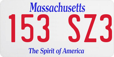 MA license plate 153SZ3