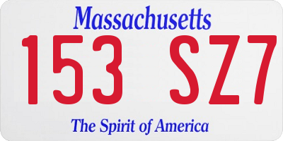 MA license plate 153SZ7