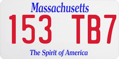 MA license plate 153TB7