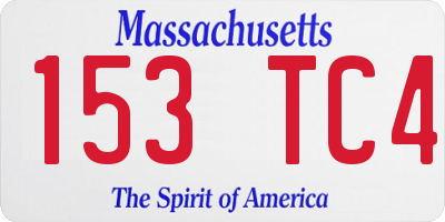 MA license plate 153TC4