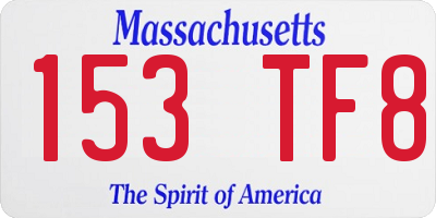 MA license plate 153TF8