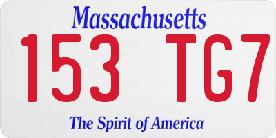 MA license plate 153TG7