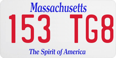 MA license plate 153TG8