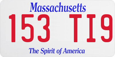 MA license plate 153TI9