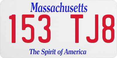 MA license plate 153TJ8