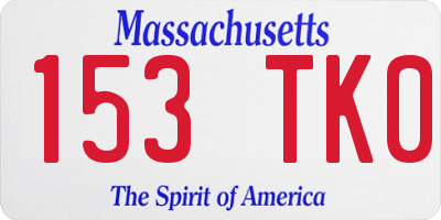 MA license plate 153TK0