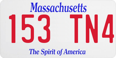 MA license plate 153TN4