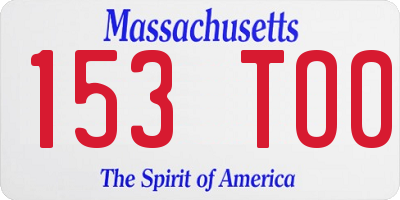 MA license plate 153TO0