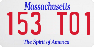 MA license plate 153TO1