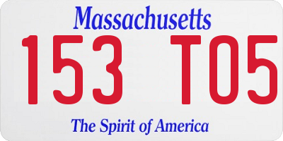 MA license plate 153TO5