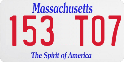 MA license plate 153TO7