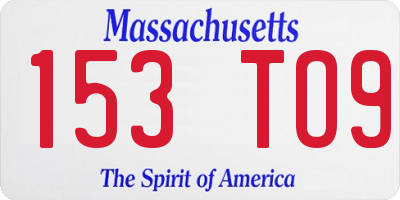 MA license plate 153TO9