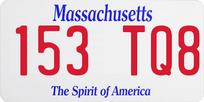 MA license plate 153TQ8