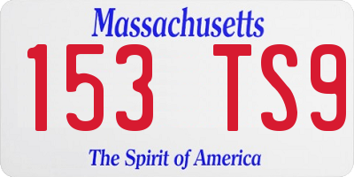 MA license plate 153TS9