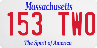 MA license plate 153TW0