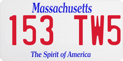 MA license plate 153TW5