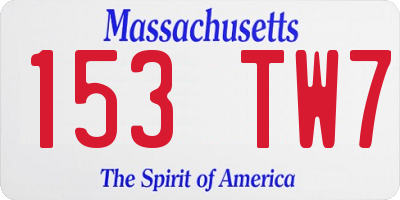 MA license plate 153TW7