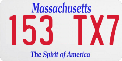 MA license plate 153TX7