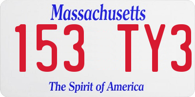 MA license plate 153TY3