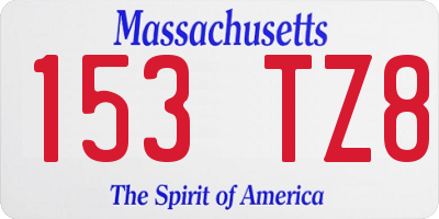 MA license plate 153TZ8