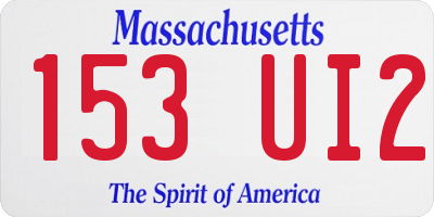 MA license plate 153UI2