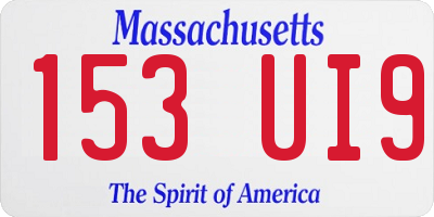 MA license plate 153UI9