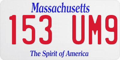 MA license plate 153UM9