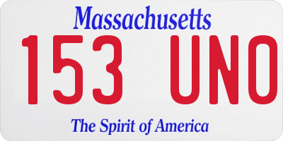 MA license plate 153UN0