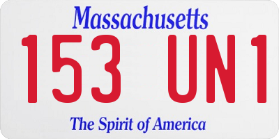 MA license plate 153UN1