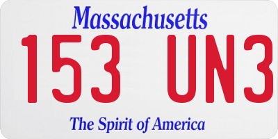 MA license plate 153UN3