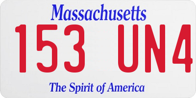 MA license plate 153UN4