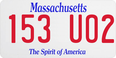 MA license plate 153UO2