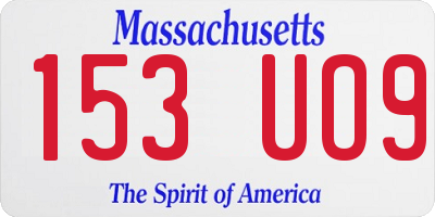 MA license plate 153UO9