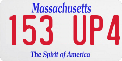 MA license plate 153UP4