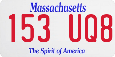 MA license plate 153UQ8