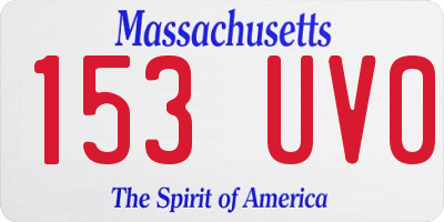 MA license plate 153UV0