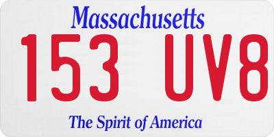 MA license plate 153UV8