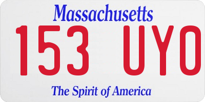 MA license plate 153UY0