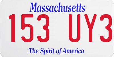 MA license plate 153UY3