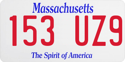 MA license plate 153UZ9