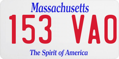 MA license plate 153VA0