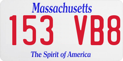 MA license plate 153VB8