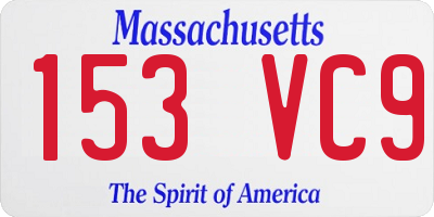 MA license plate 153VC9