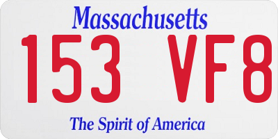 MA license plate 153VF8