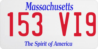MA license plate 153VI9